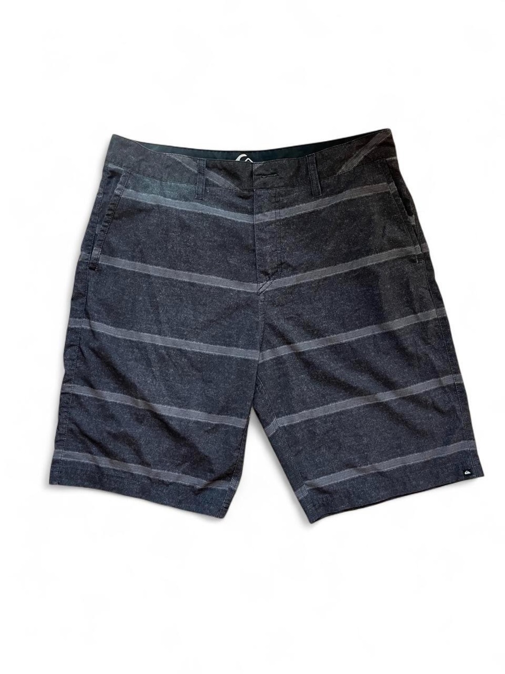 Quiksilver Men's Charcoal Black Striped Flat Front Board Shorts